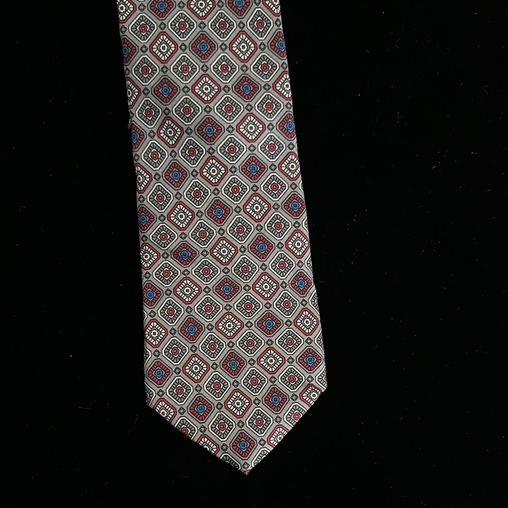Elegant Gray and Blue Geometric Tie